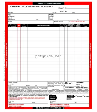 Fill Out a Valid Hazard Bill Of Ladden Form