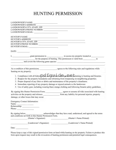 Fill Out a Valid Hunter Permission Form