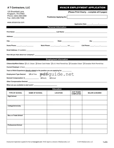 Fill Out a Valid Hvac Job Application Form