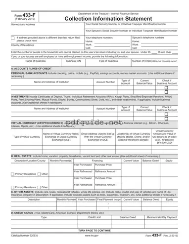 Fill Out a Valid IRS 433-F Form