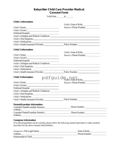 Fill Out a Valid Medical Consent Babysitter Form
