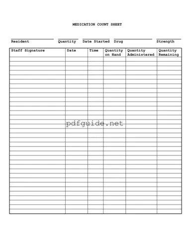 Fill Out a Valid Medication Count Sheet Form