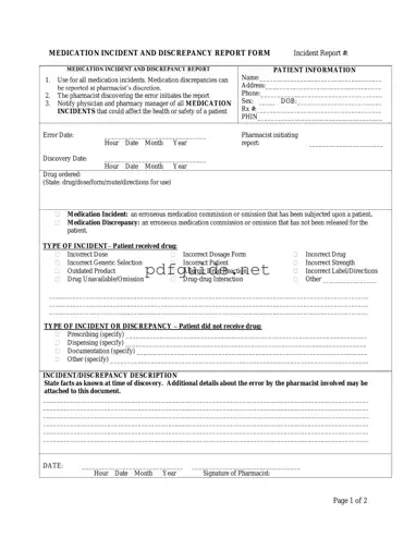 Fill Out a Valid Medication Error Form