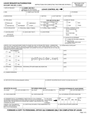 Fill Out a Valid Navcompt 3065 Form