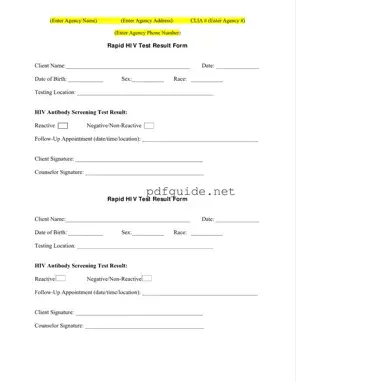 Fill Out a Valid Negative Hiv Test Form