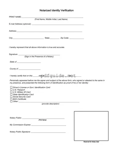 Fill Out a Valid Notarized Identity Verification Form