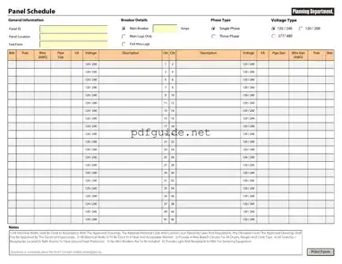 Fill Out a Valid Electrical Panel Schedule Form