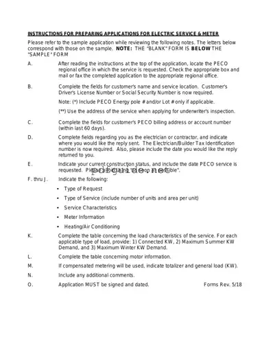 Fill Out a Valid Peco Service And Meter Application Form