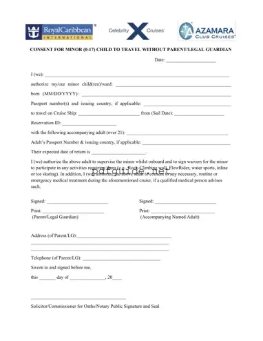 Fill Out a Valid Royal Caribbean Parental Consent Form