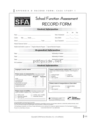 Fill Out a Valid School Function Assessment Form