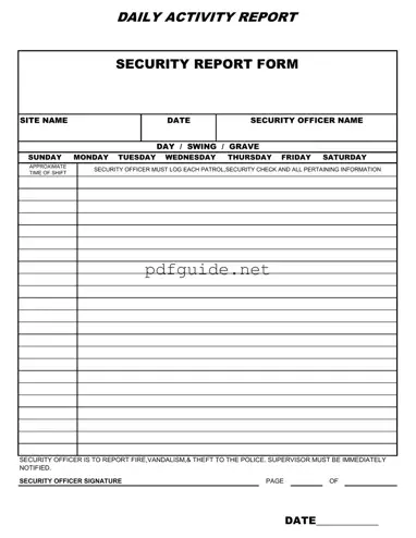 Fill Out a Valid Security Guard Daily Report Sample Form