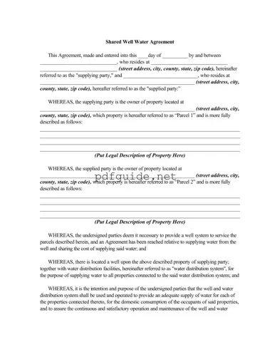 Fill Out a Valid Shared Well Agreement Form