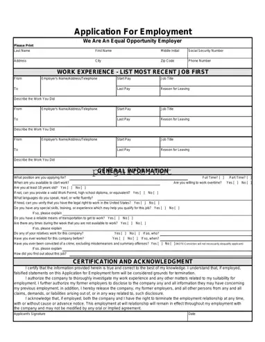 Fill Out a Valid Spanish Application Employment Form