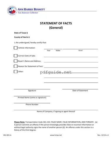 Fill Out a Valid Statement Of Fact Texas Form