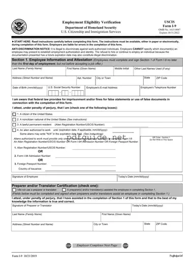 Fill Out a Valid USCIS I-9 Form