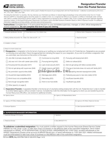 Fill Out a Valid Usps Resignation Form