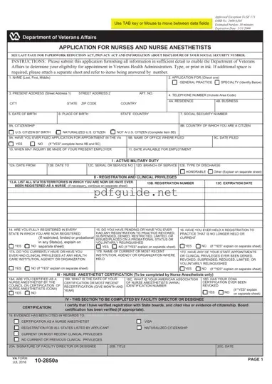 Fill Out a Valid VA 10-2850a Form