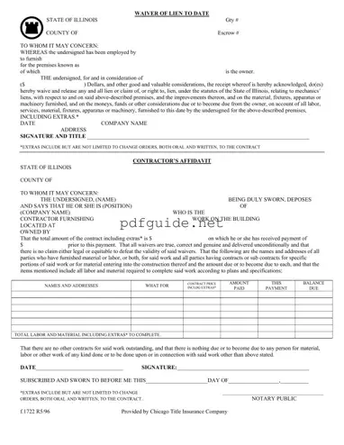 Fill Out a Valid Chicago Title Waiver Format Form