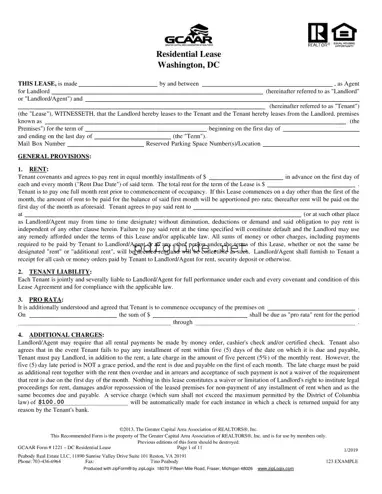 Fill Out a Valid Washington Dc Residential Lease Agreement Form