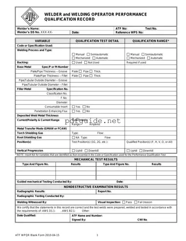 Fill Out a Valid Welder Performance Qualification Record Form