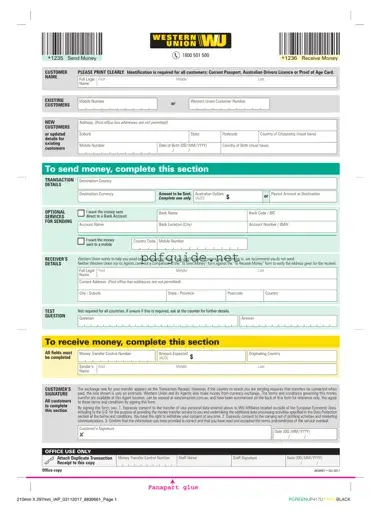 Fill Out a Valid Western Union Form