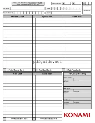 Fill Out a Valid Konami Decklist Form