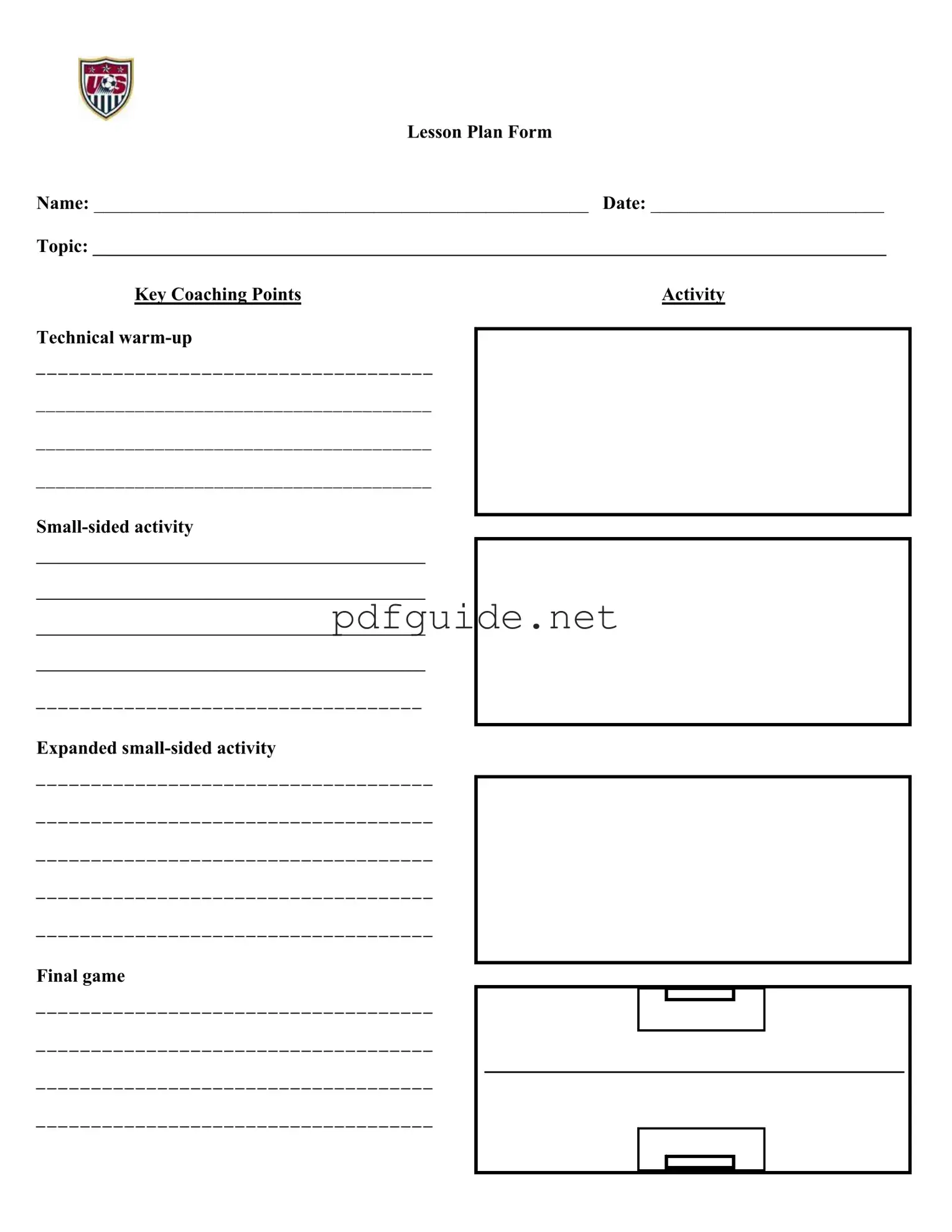 Fill Out a Valid Soccer Training Session Plan Form
