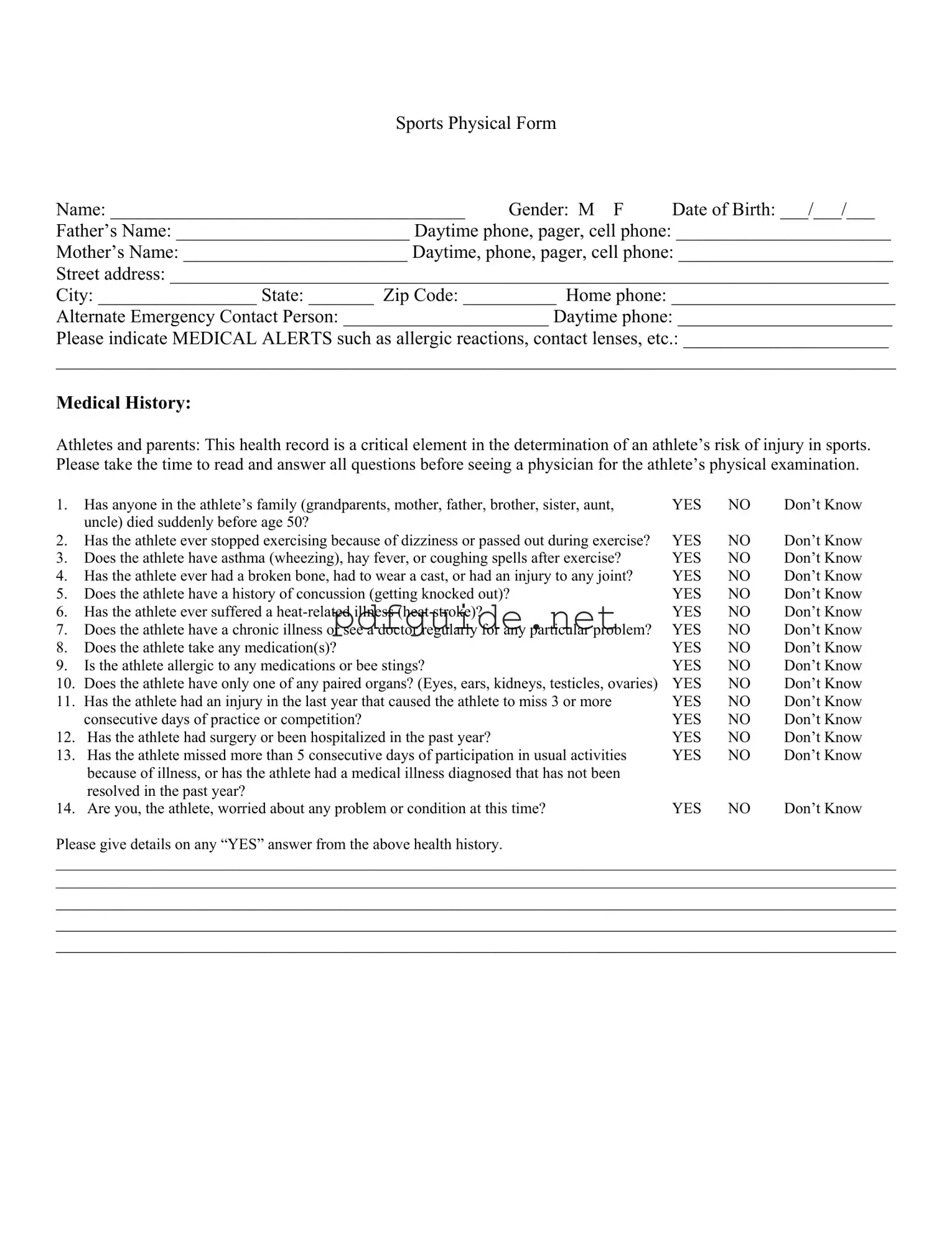 Fill Out a Valid Sports Physical Form