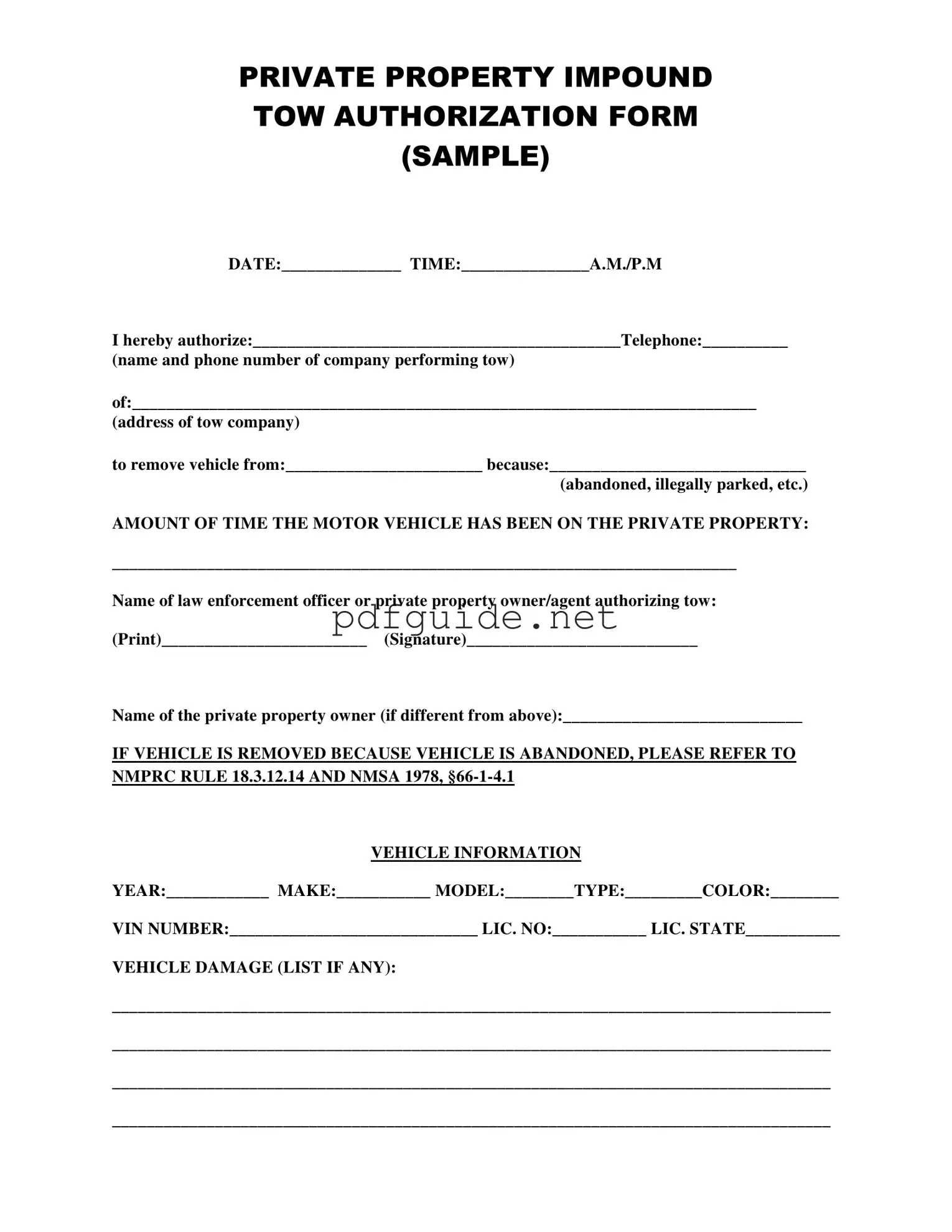Fill Out a Valid Tow Authorization Form