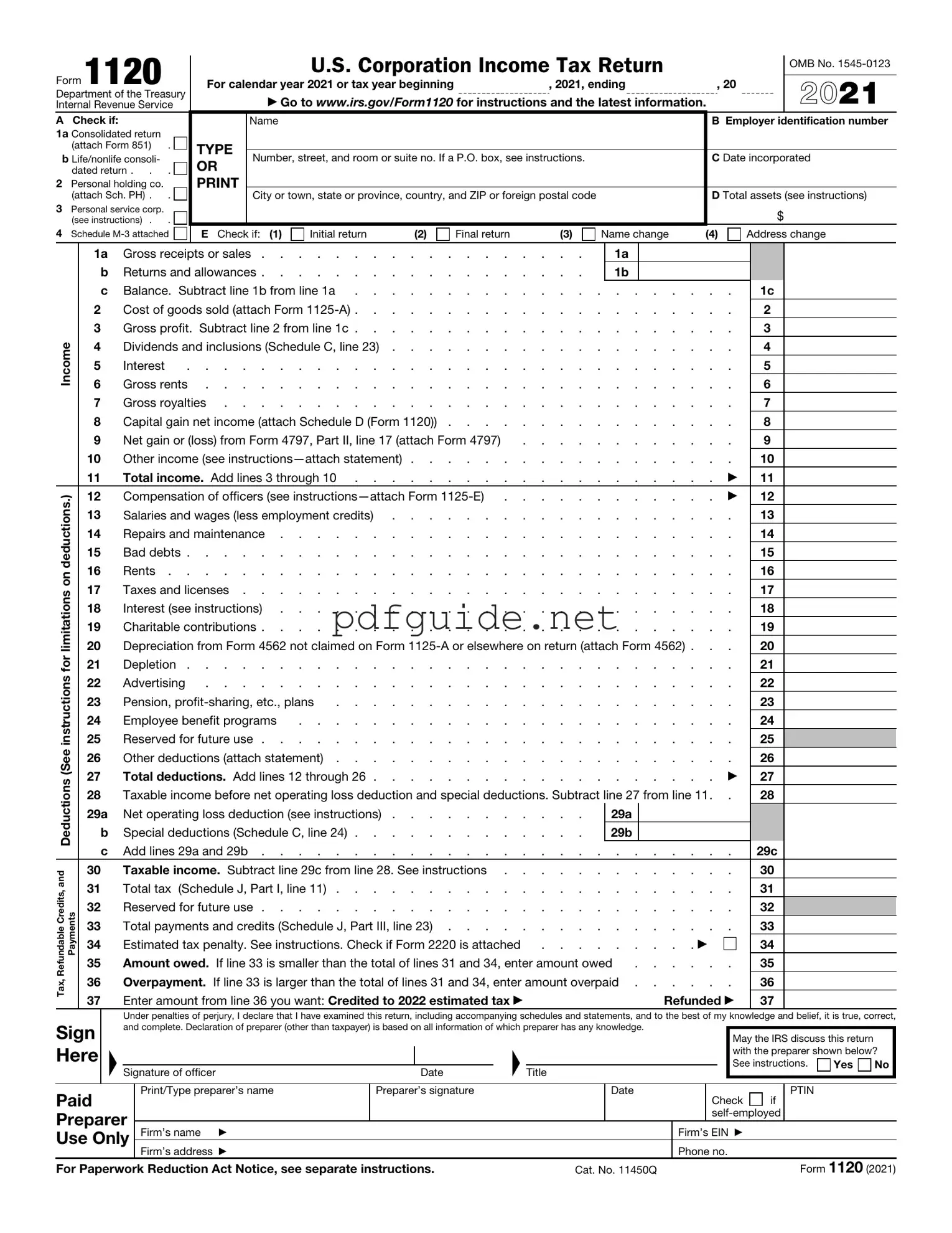 Fill Out a Valid IRS 1120 Form