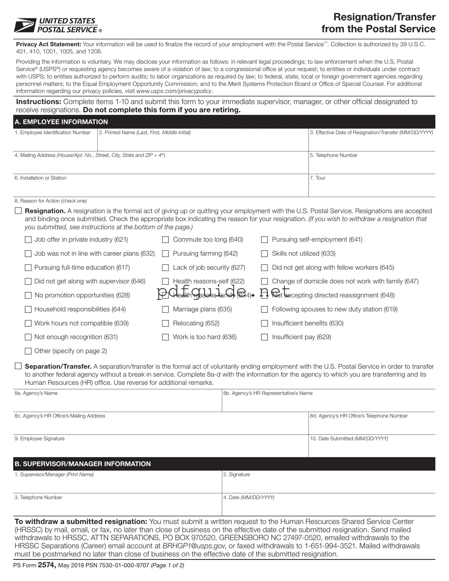 Fill Out a Valid Usps Resignation Form