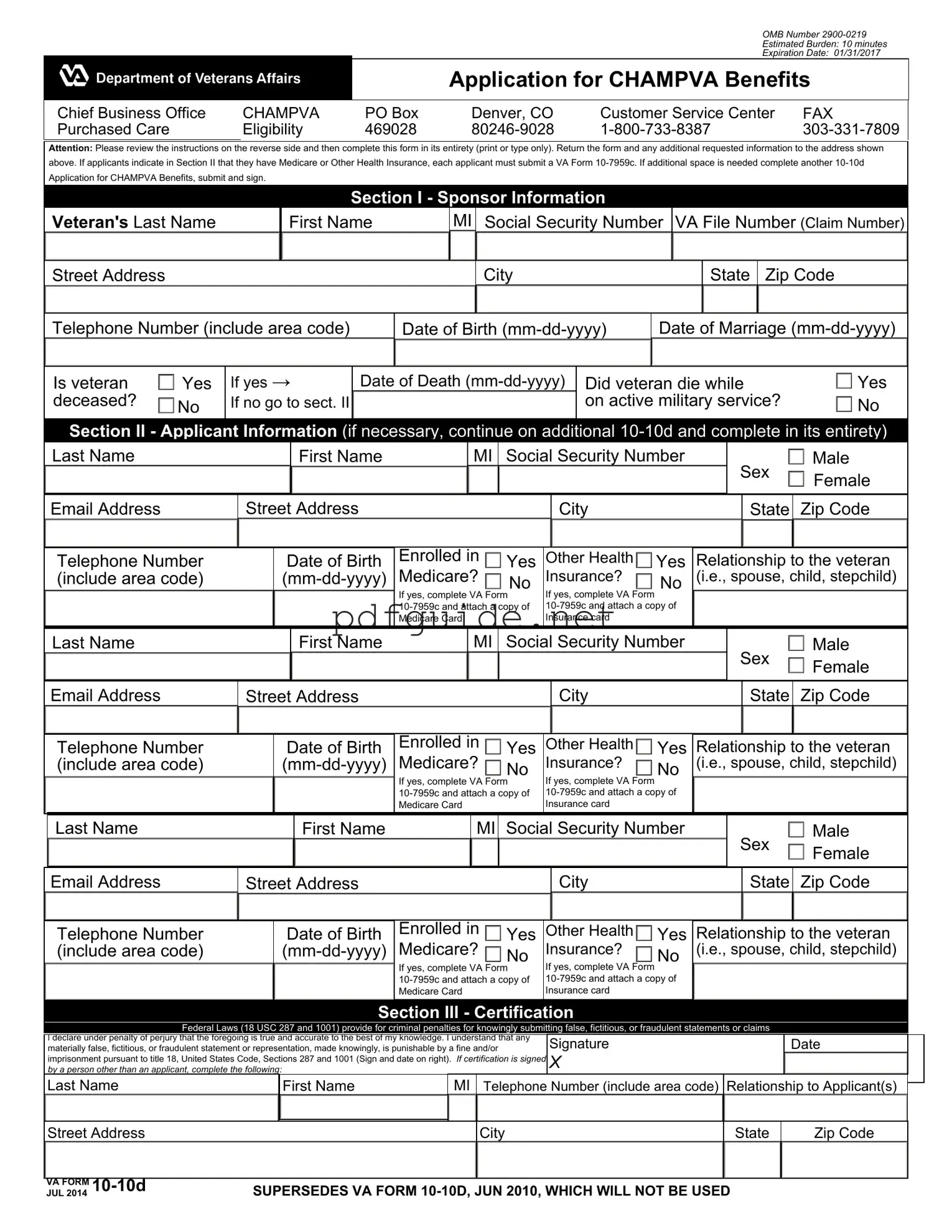 Fill Out a Valid Va 10 10D Form